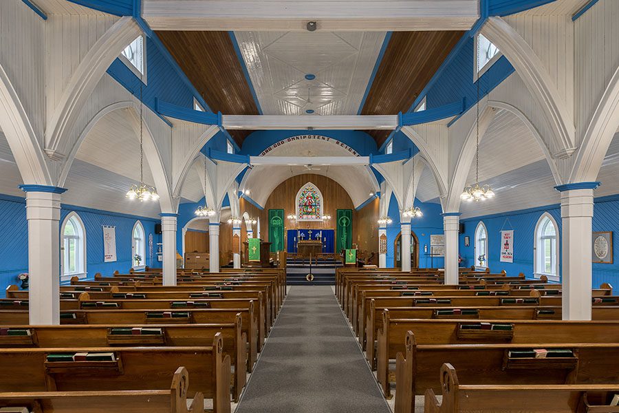 Specialized Business Insurance - Interior View of the Historic Holy Trinity Anglican Church in Codroy, Newfoundland and Labrador of Canada